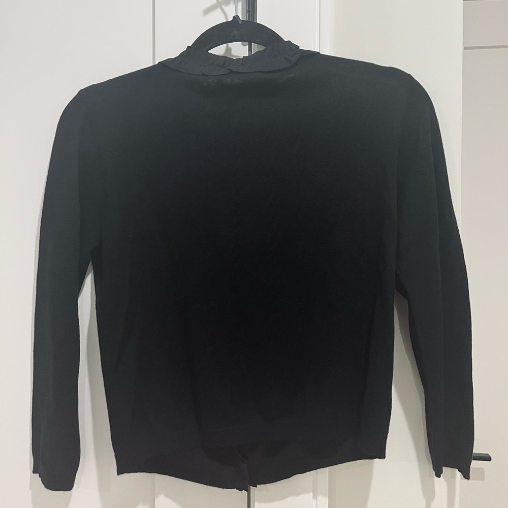 NWT MaxMara Black Cashmere Ruffle Cardigan Sweater - Size S
